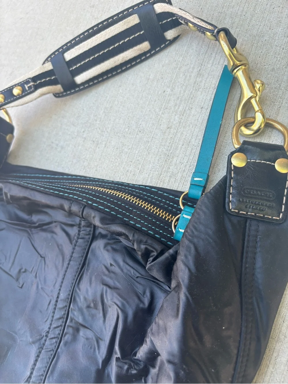 Black Coach Shoulder Hobo Bag with Gold Hardware